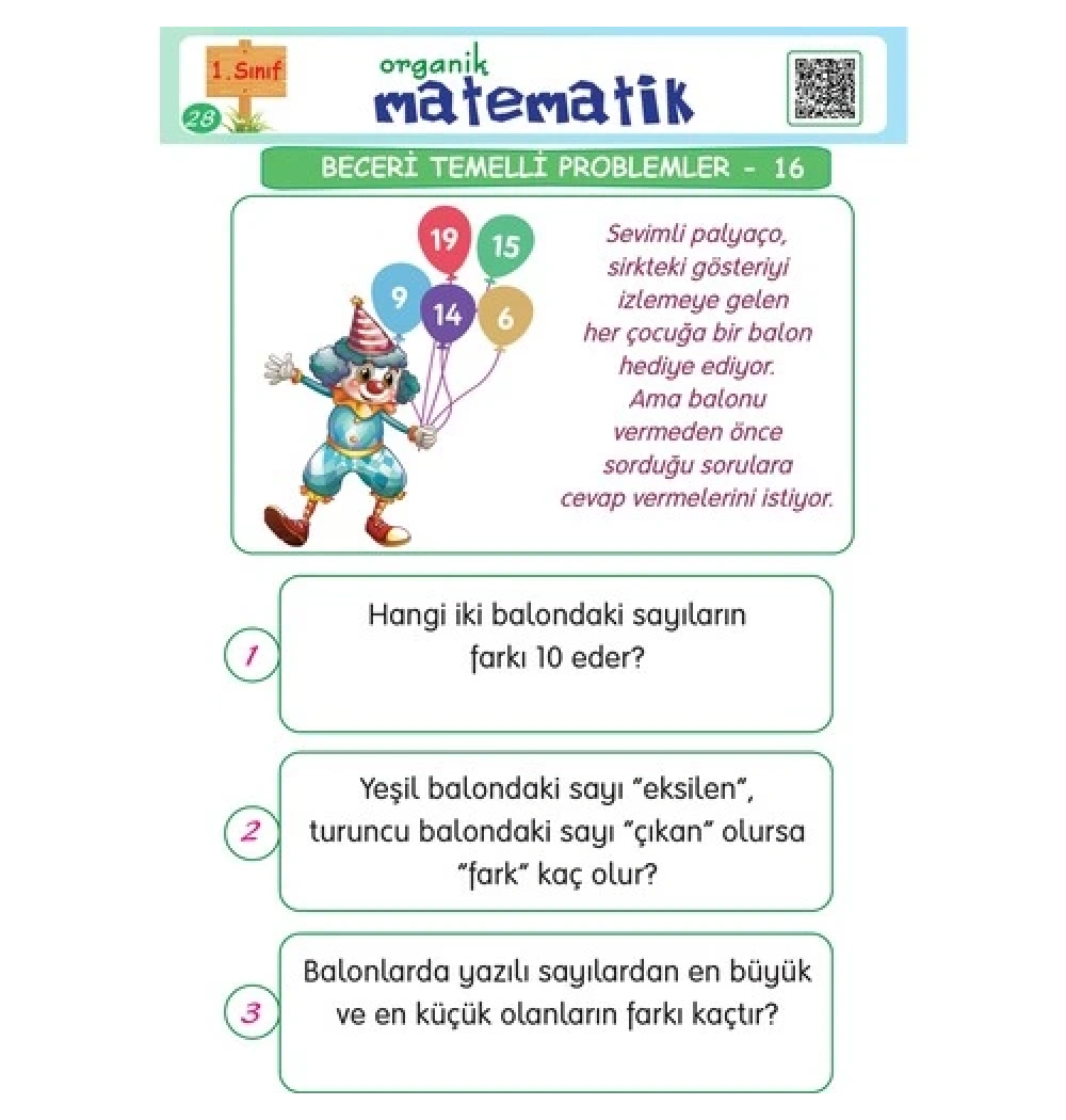 Orka 1.Sınıf Organik Matematik Problem Kitabı