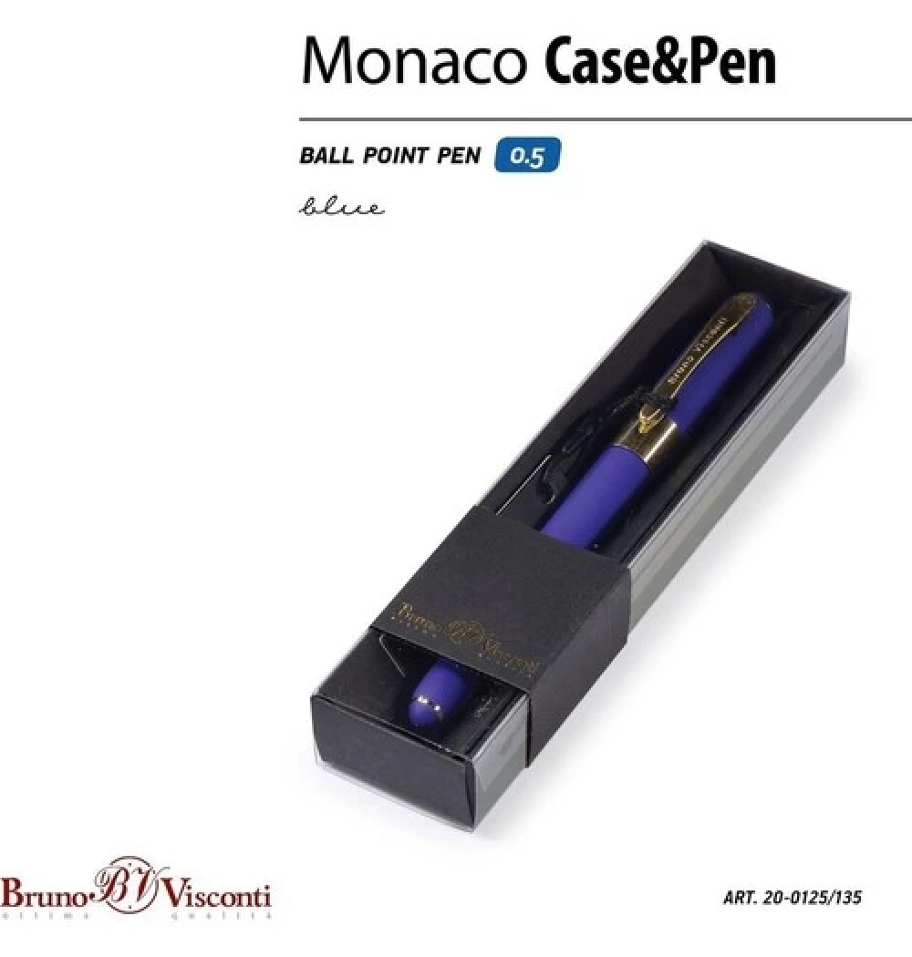 Monaco Tükenmez Kalem -Mavi-0,5 Mm. Kutulu - (Menekşe Mavisi  Gövde, Siyah Kutu)