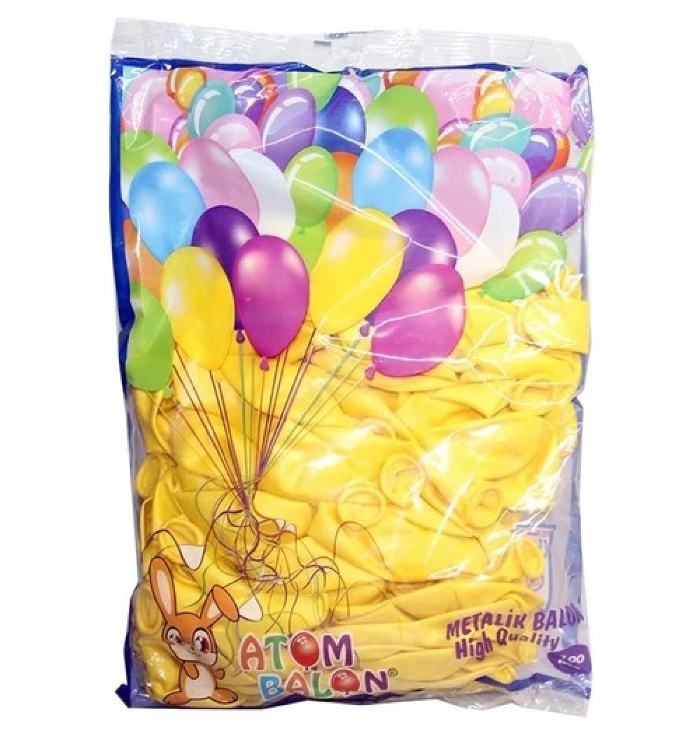 Atom Balon Metalik Sarı 12