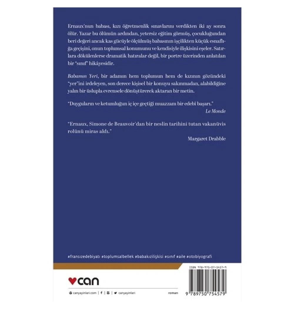 Babamın Yeri  Annie Ernaux  Can Yayınları
