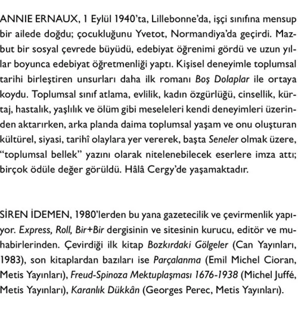 Babamın Yeri  Annie Ernaux  Can Yayınları