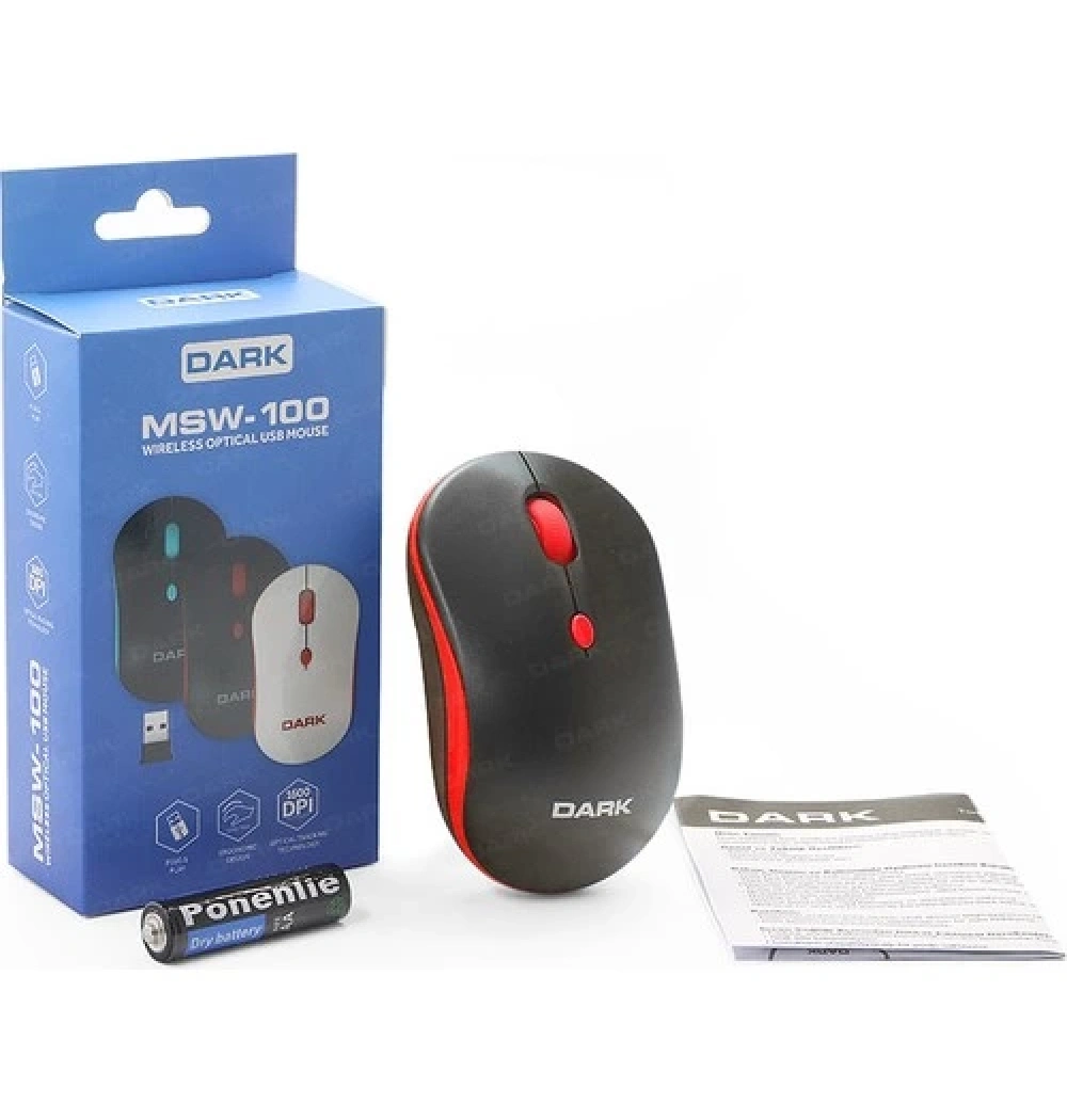 Dark Dk-Ac-Msw100B Kablosuz Mouse Kırmızı