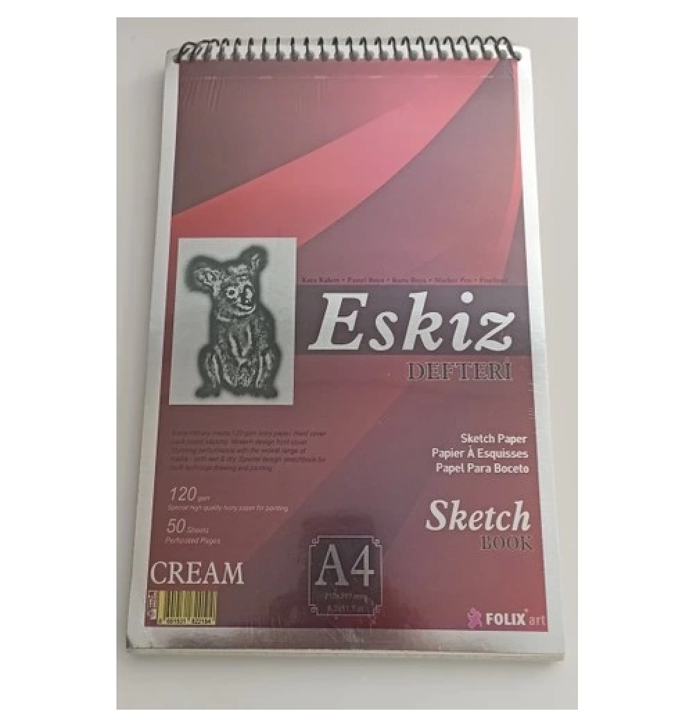 Doru Folıx Cream Serisi A4 Spiralli Koyu Ivory Kağıt Eskiz Defteri Flx-822104