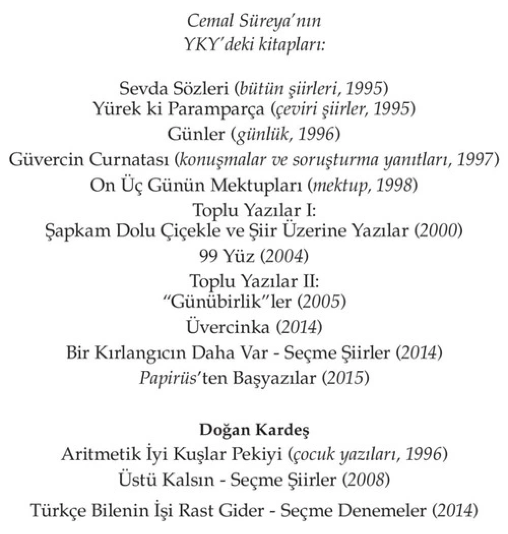 Üstü Kalsın    Seçme Şiirler   Cemal Süreya    Yapı Kredi