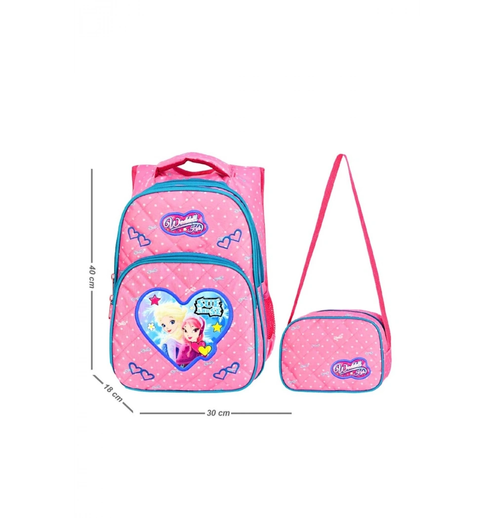Pembe Benekli İlkokul Çantası Kız 5001 Özkara Çanta
