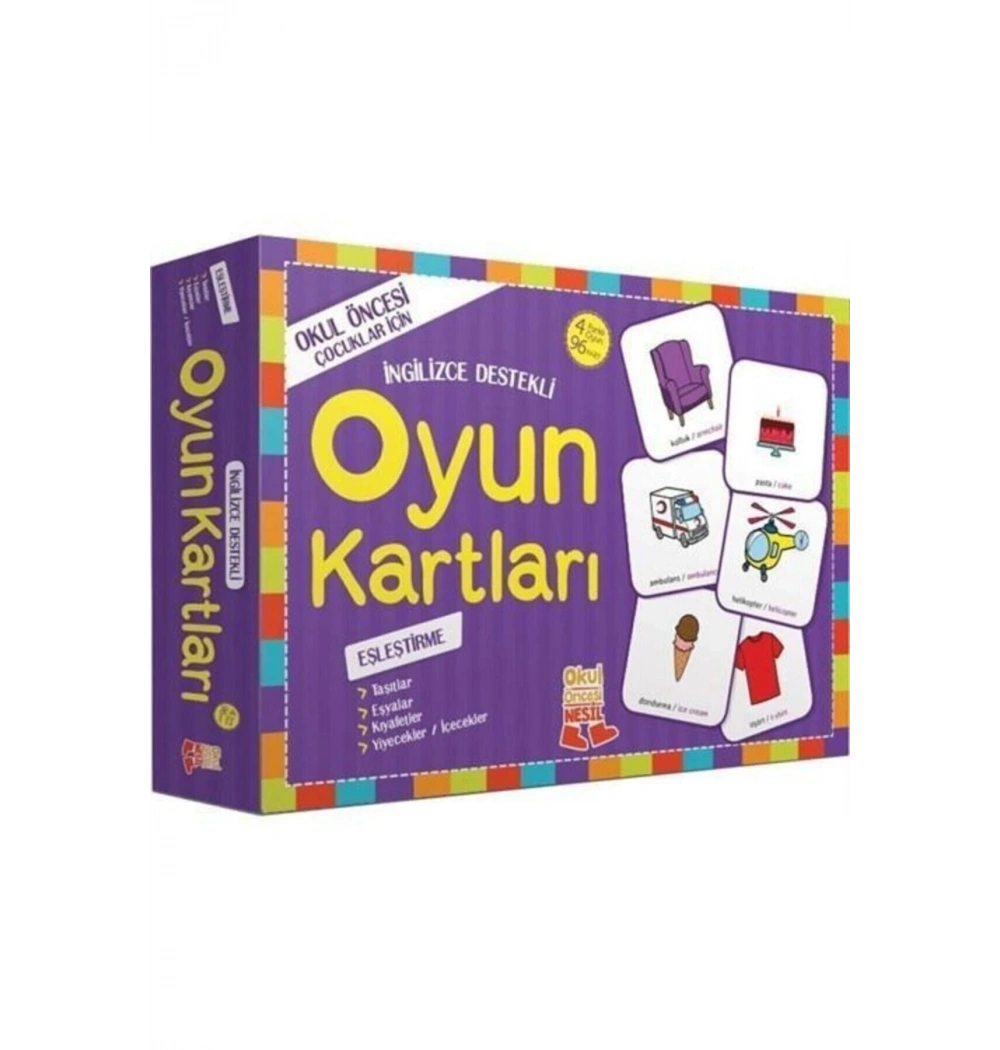 Okul Öncesi İngilizce Destekli Oyun Kartları Set Eşleştirme