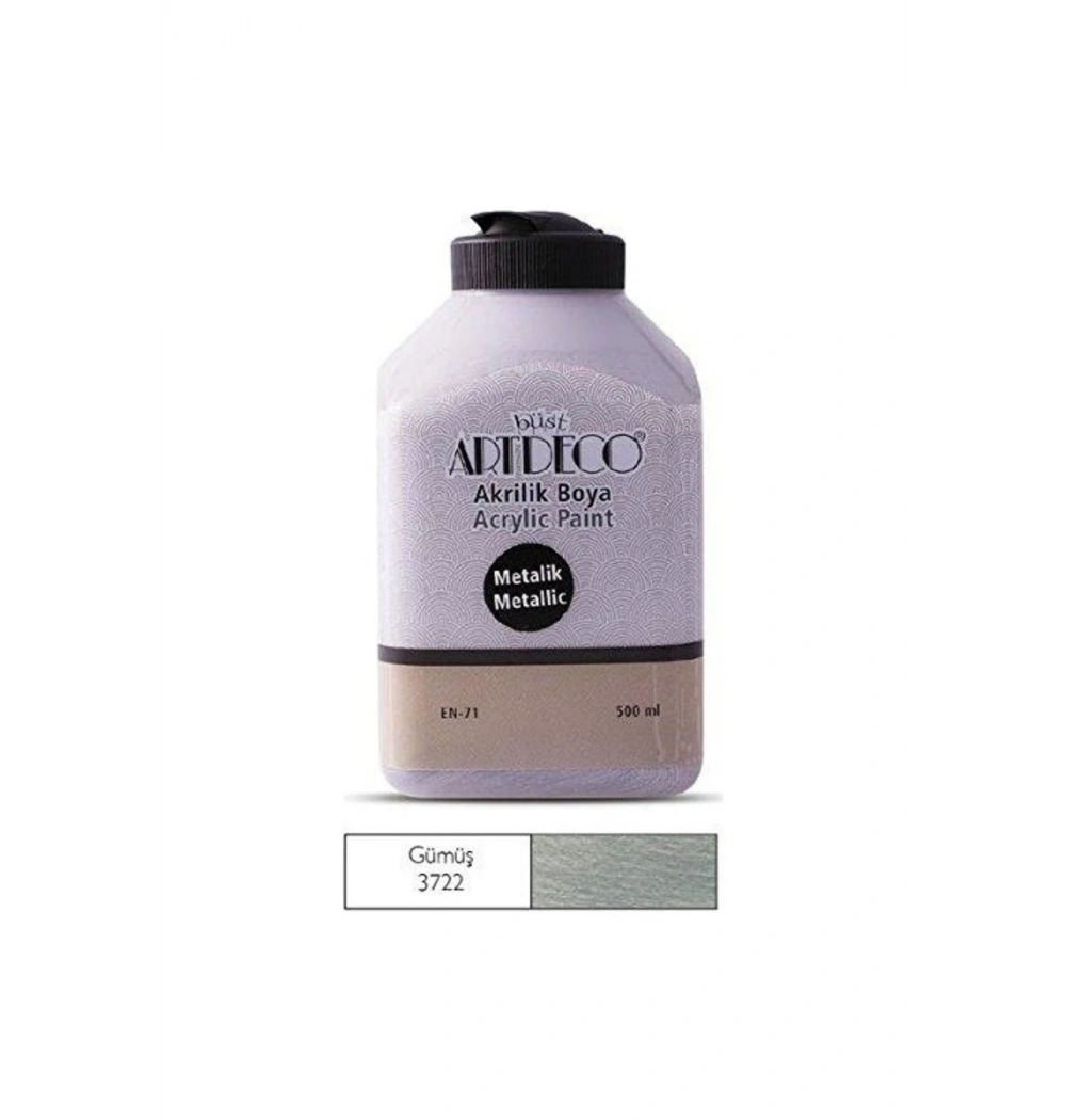 Lisans Artdeco Metalik Akrilik Boya 500Ml Gümüş