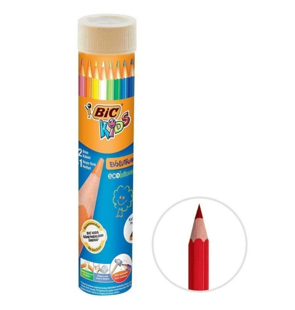 Bic Evolutıon Kuru Boya Kalemi 12+1 Metal Tüp Kod:958191