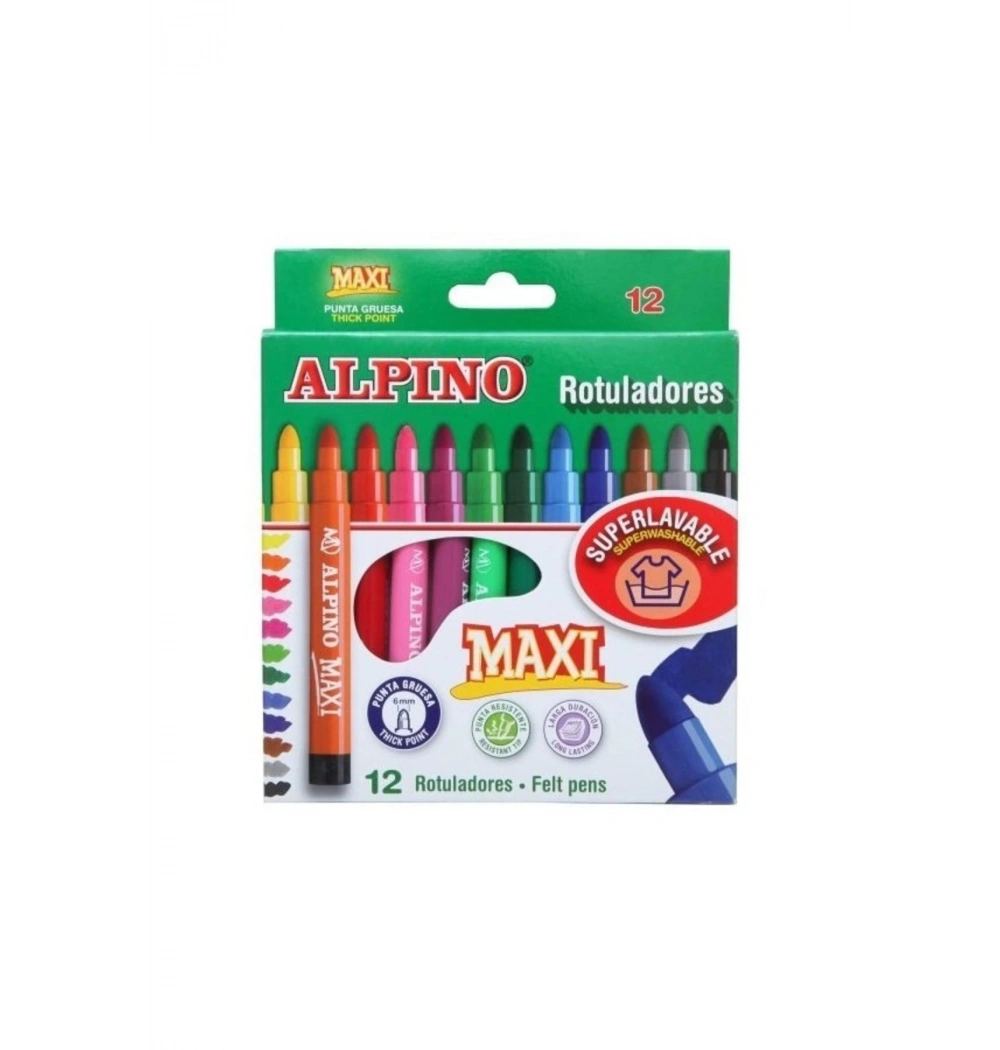 Alpino Maxi Keçeli Kalem 12 Renk Karton Ambalaj Ar-06