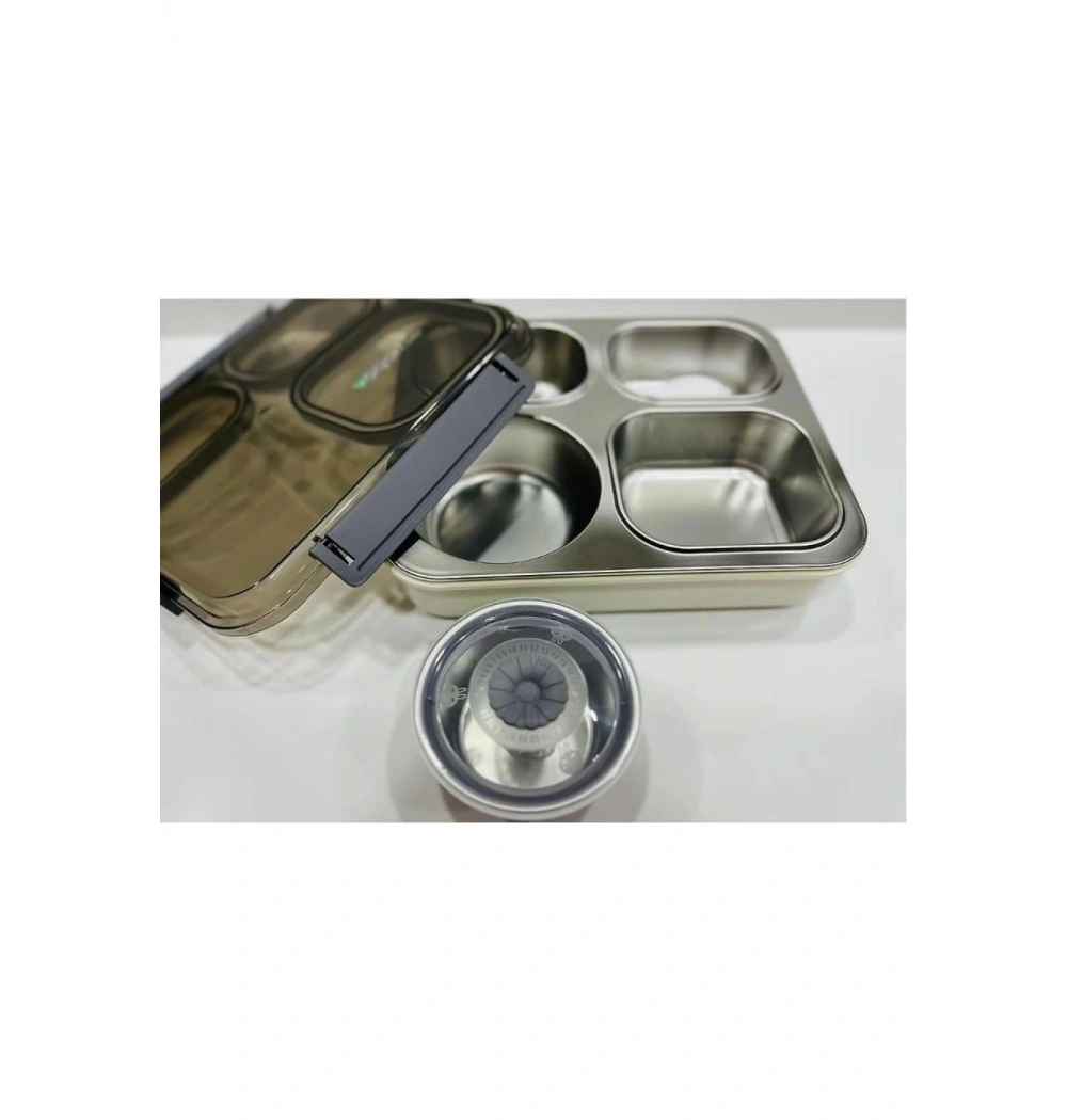 Vagonlife 1200 Ml 4 Bölmeli Paslanmaz Çelik Lunch Box Xc-7080 Beslenme Kutusu