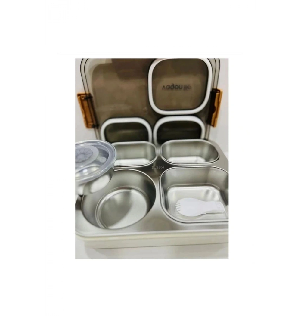 Vagonlife 1200 Ml 4 Bölmeli Paslanmaz Çelik Lunch Box Xc-7080 Beslenme Kutusu