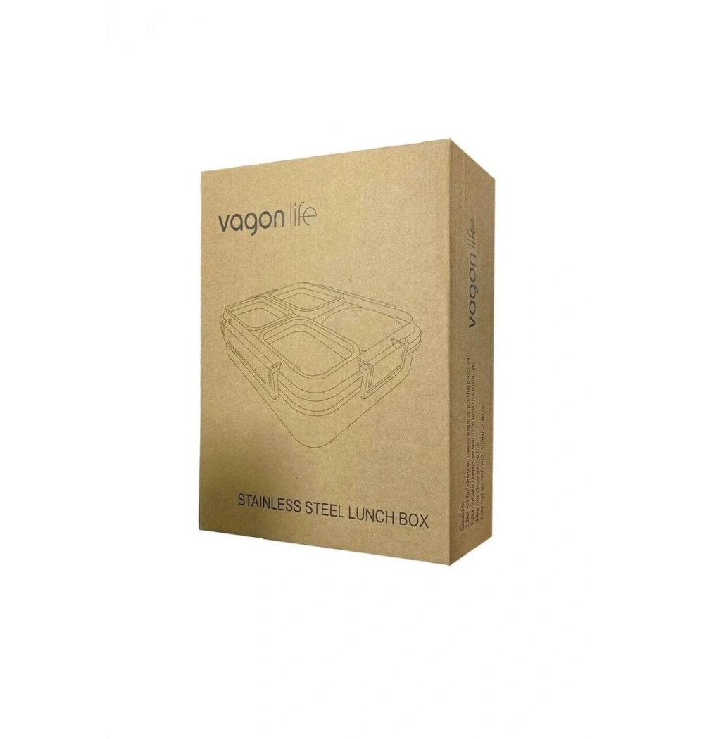 Vagonlife 1200 Ml 4 Bölmeli Paslanmaz Çelik Lunch Box Xc-7080 Beslenme Kutusu