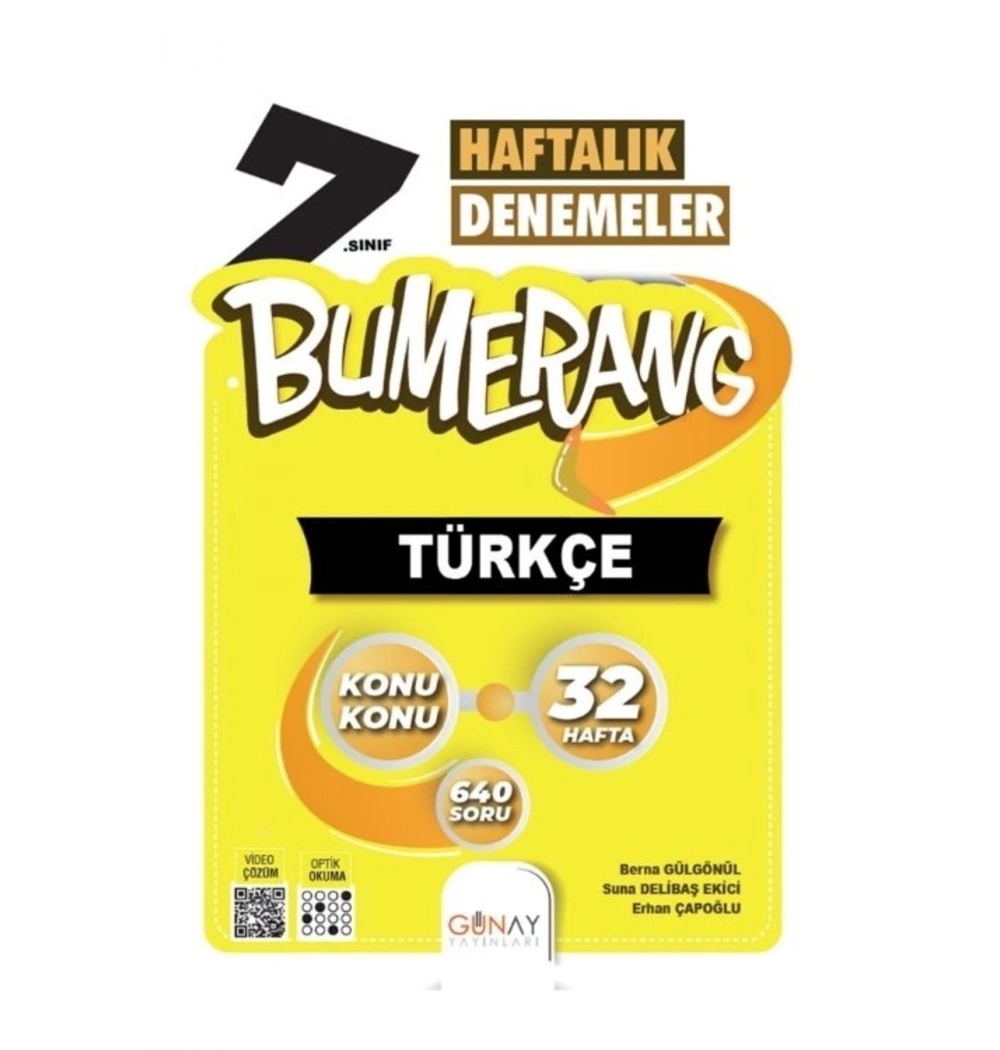 Günay 7.Sınıf Türkçe 32 Haftalık Denemeler Bumerang