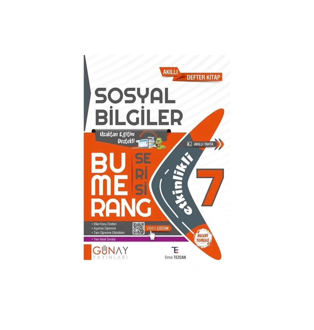 Günay 7.Sınıf Bumerang Sosyal Bilgiler Etkinlikli Akıllı Defter Kitap