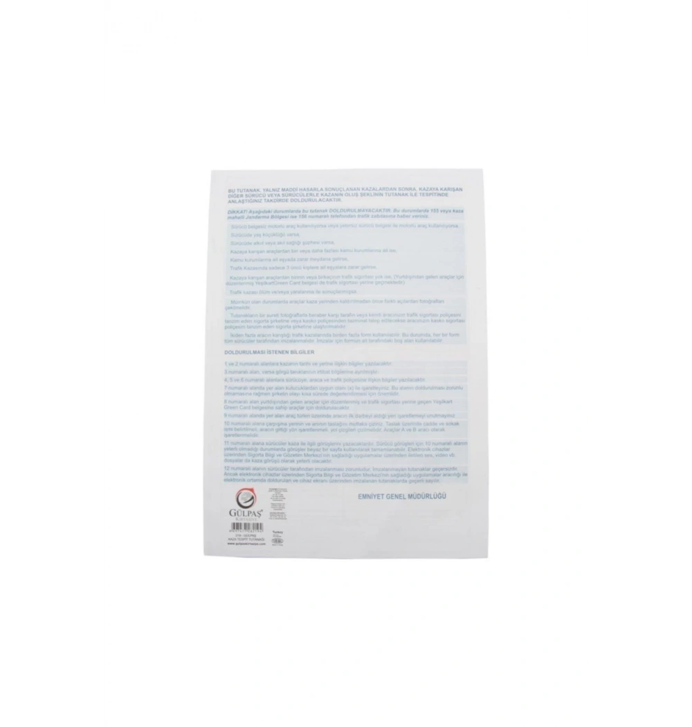 Gülpaş Kaza Tespit Tutanağı Otokopili 219