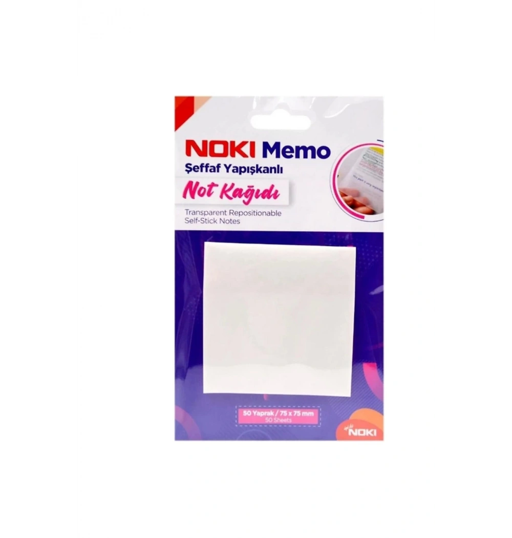 Noki Memo Yapışkanlı Not Kağıdı Postit 75X75 Şeffaf Transparan 50 Yp  12300