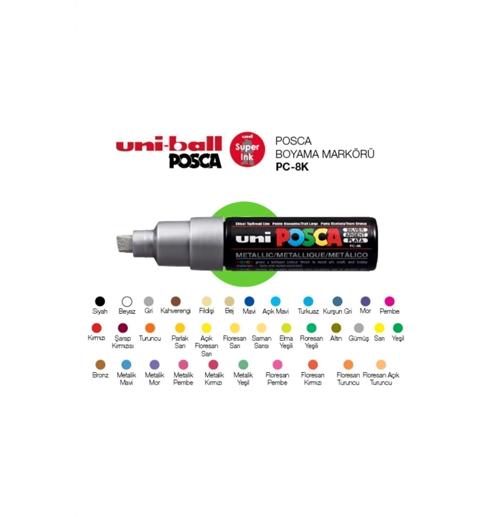 Uni Posca 8.0 Su Bazlı Poster Markörü Mavi Pc-8K