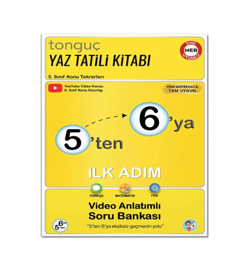 Tonguç 5 ten 6 ya Yaz Tatil Kitabı Video Anlatımlı Soru Bankası