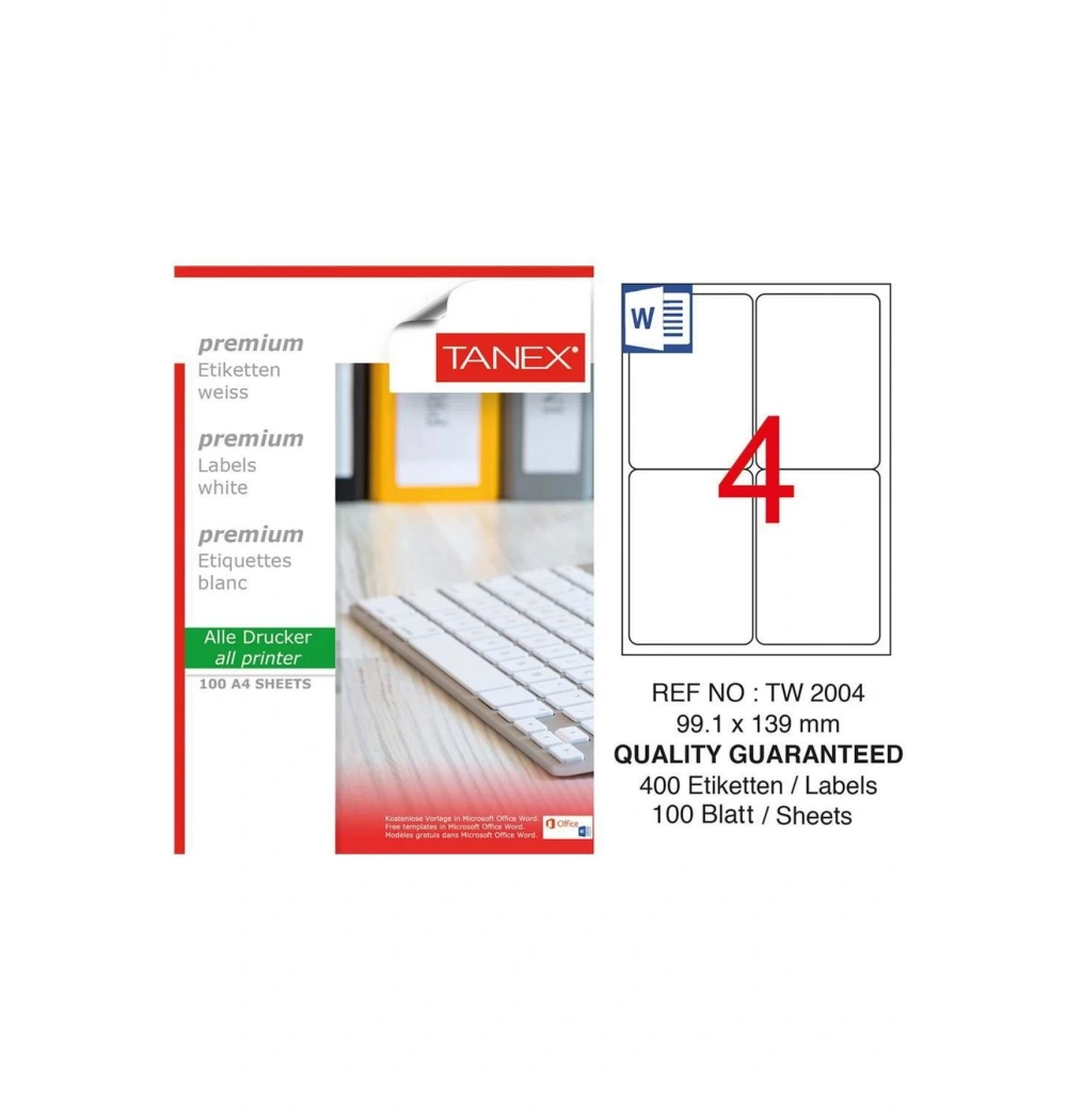 Tanex Tw-2004 99,1X139 Mm Laser Etiket 100Lü