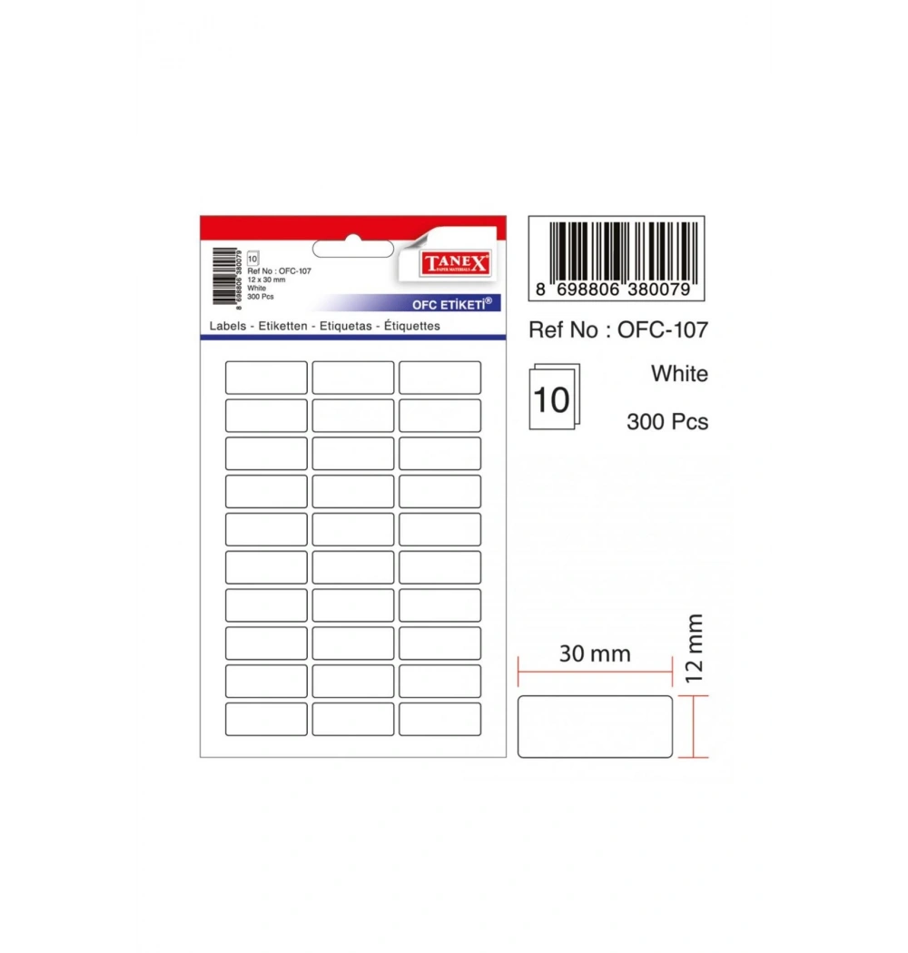 Tanex Ofc-107 Beyaz Ofis Etiketi