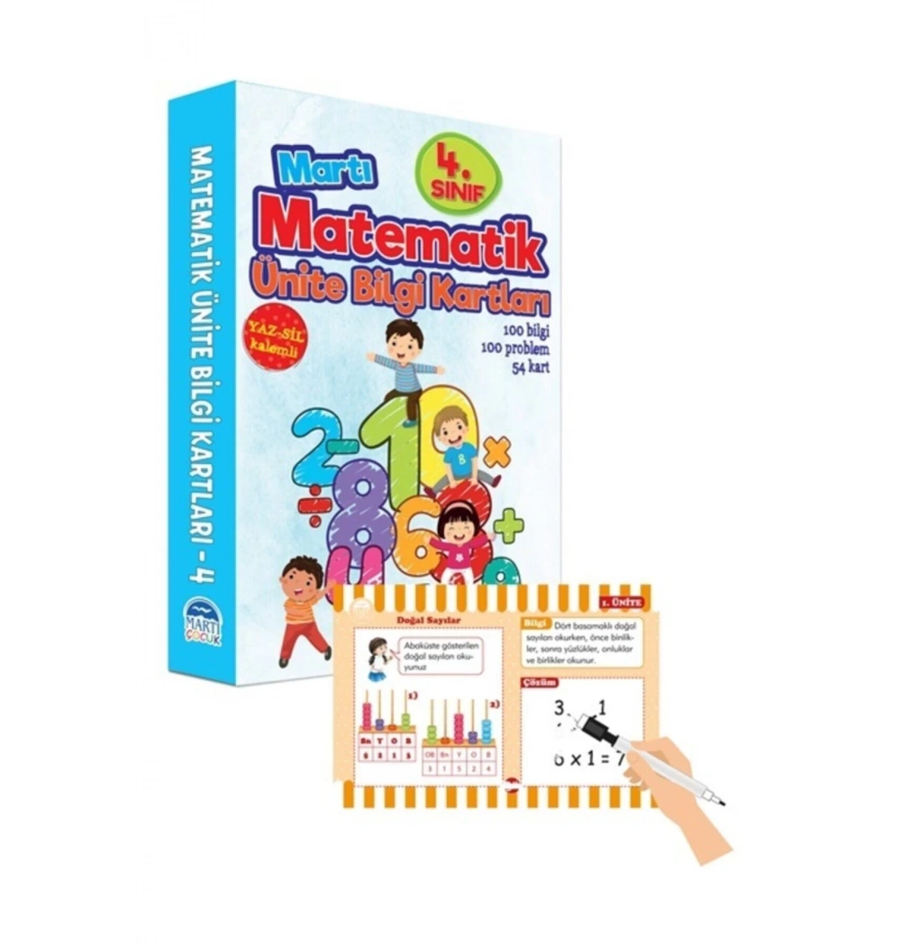 Martı 3.Sınıf Matematik Ünite Kartları Kutulu Yaz Sil Kalemli
