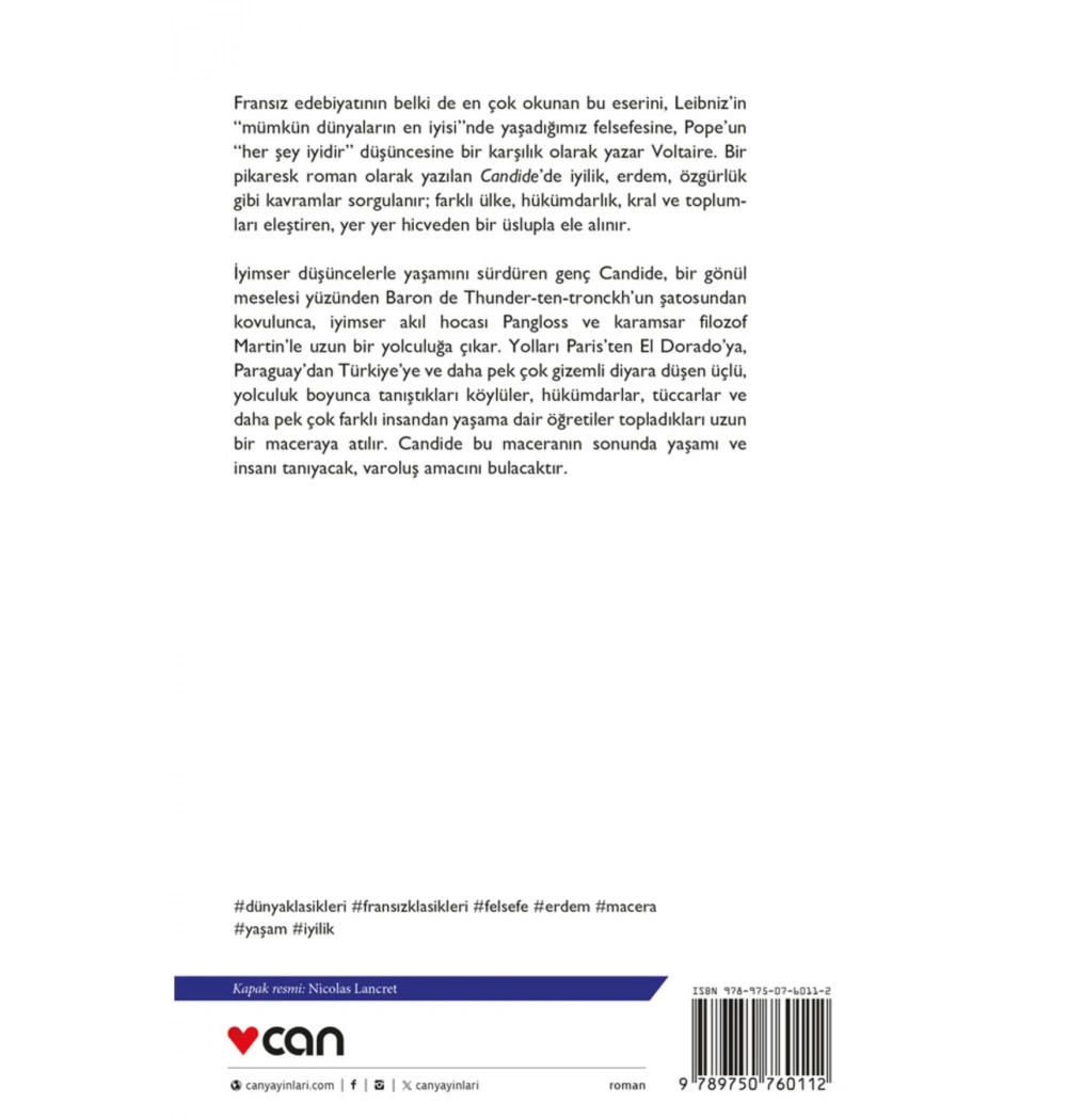 Candıde Yada İyimserlik Woltaıre Can Yayın