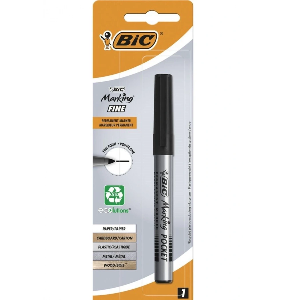 Bic Marker Pocket 1Li Blister Siyah 8755921