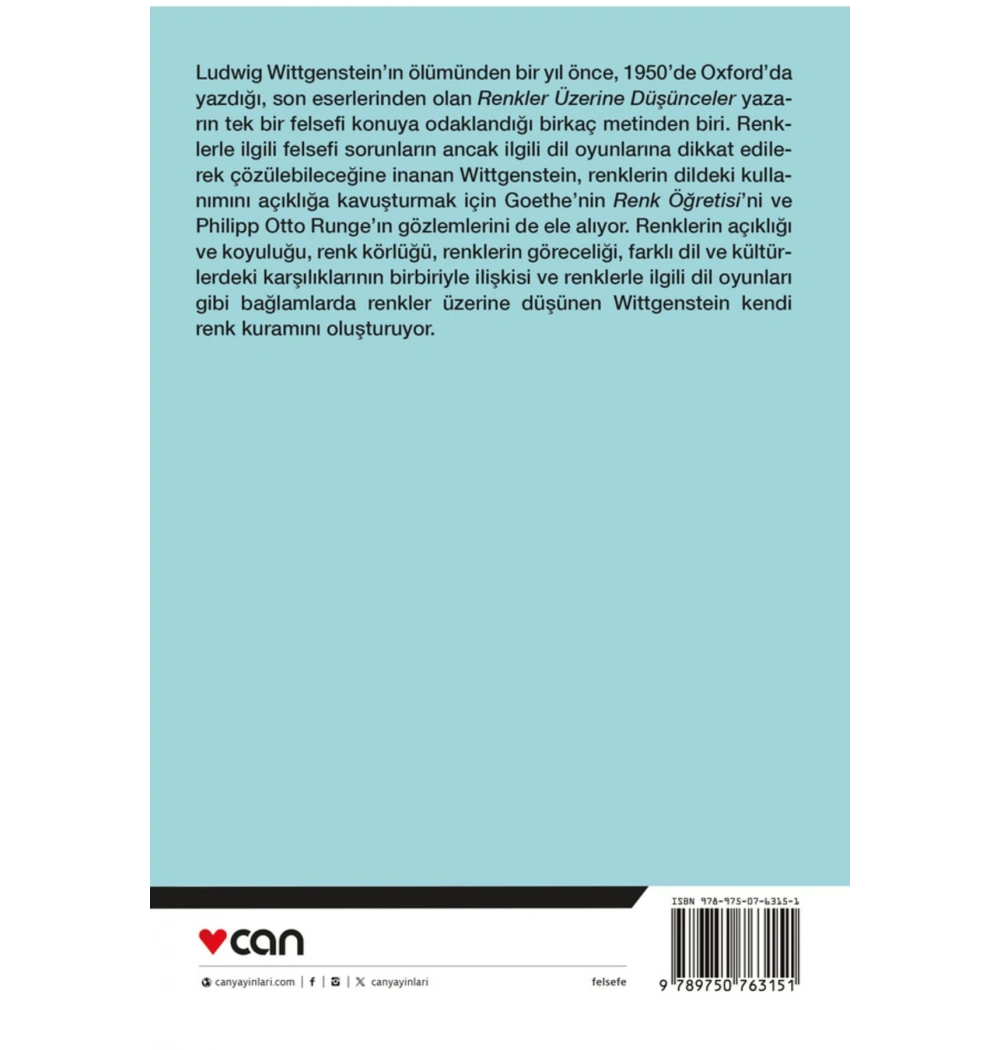 Renkler Üzerine Düşünceler Can Yayın