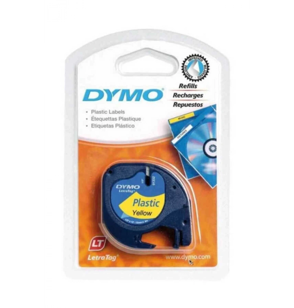 Dymo Letratag Plastik Şerit ( 12 Mm X 4 Mt ) , Sarı (59423) S0721620