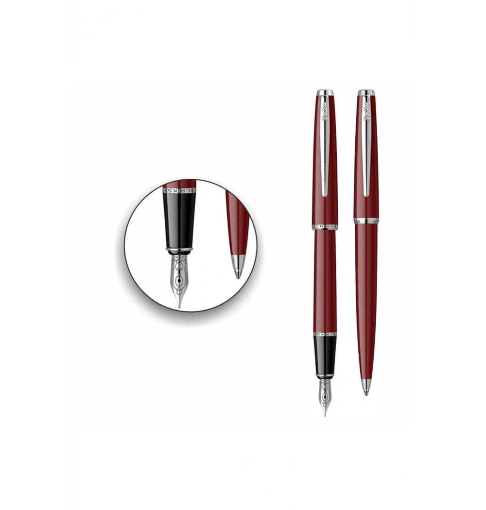 Scrikss 33 Dolmakalem & Tükenmezkalem Takım Bordo Kutulu