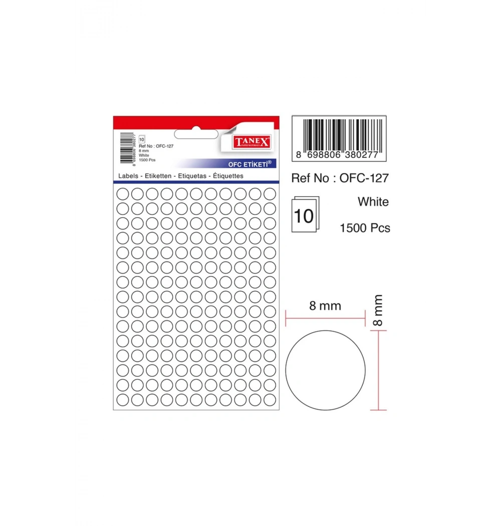 Tanex Ofc-127 Beyaz Ofis Etiketi 10Lu