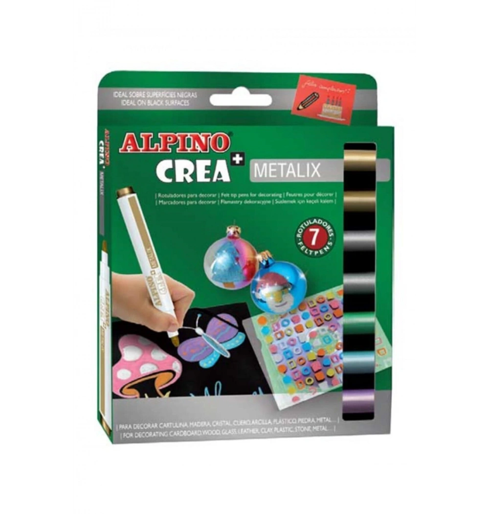 Alpino  Crea Metalik Keçeli Kalem  7  Renk     Ar 134