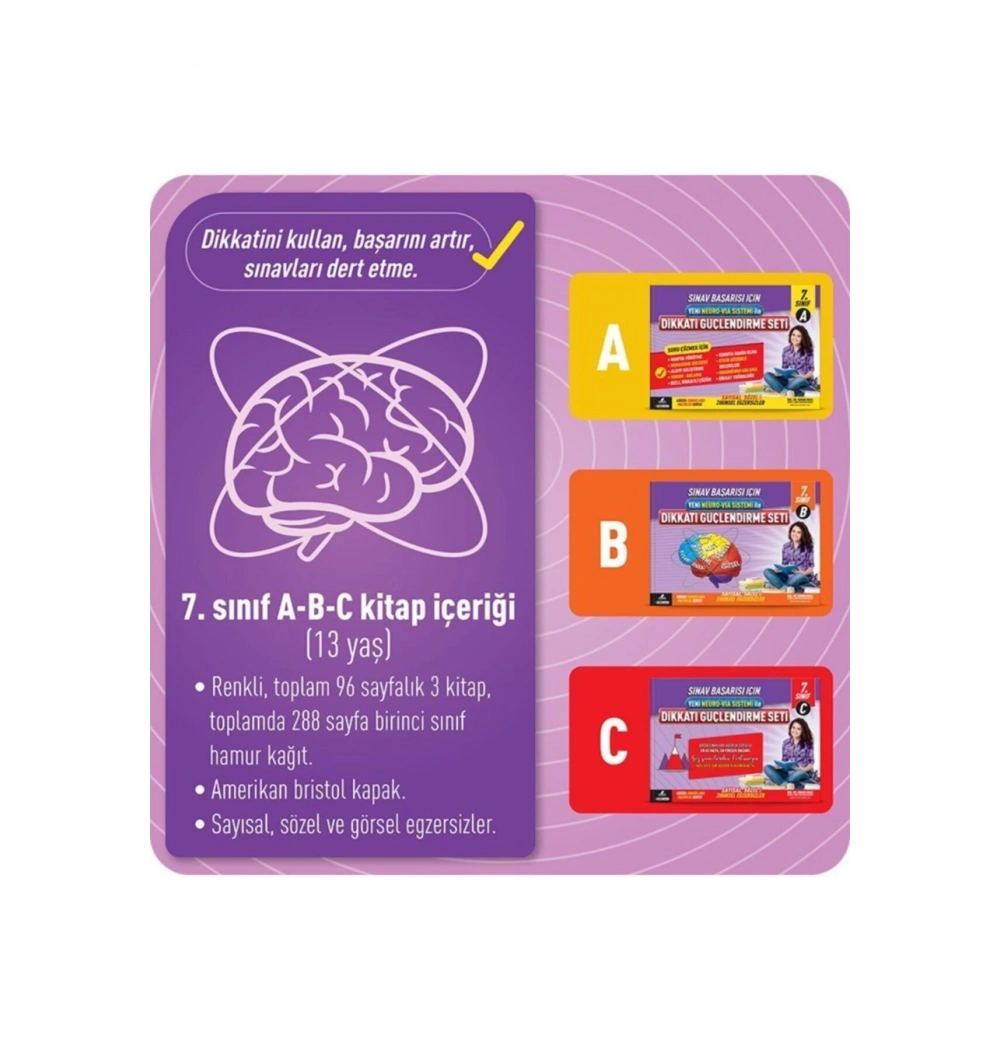 Dikkati Güçlendirme Seti 7. Sınıf 3 Kitap Adeda