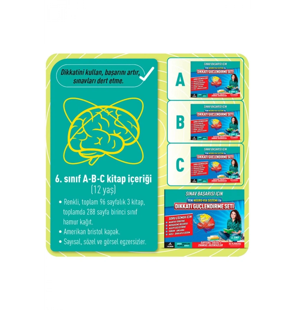 Dikkati Güçlendirme Seti 6. Sınıf 3 Kitap Adeda