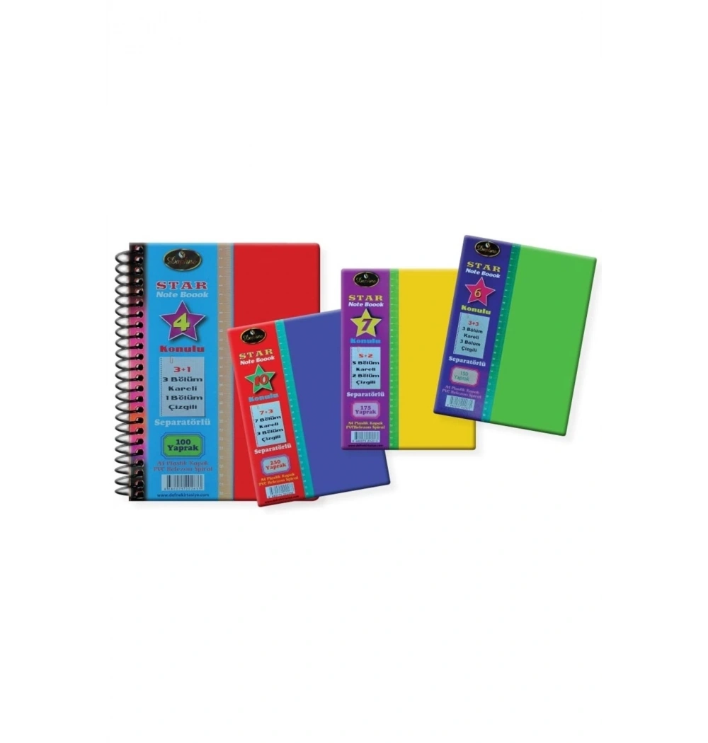 Defne Star 5+1 Ayraçlı 6 Konulu 150 Yaprak Defter Dfn-2206