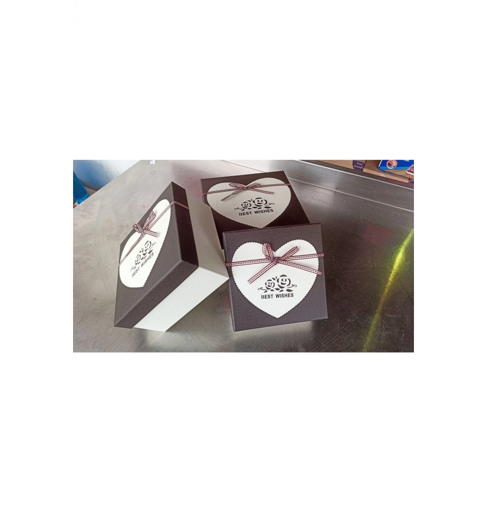 Nerox Hediye Kutusu 1 Büyük Kare Kalp Desenli Nrx-149