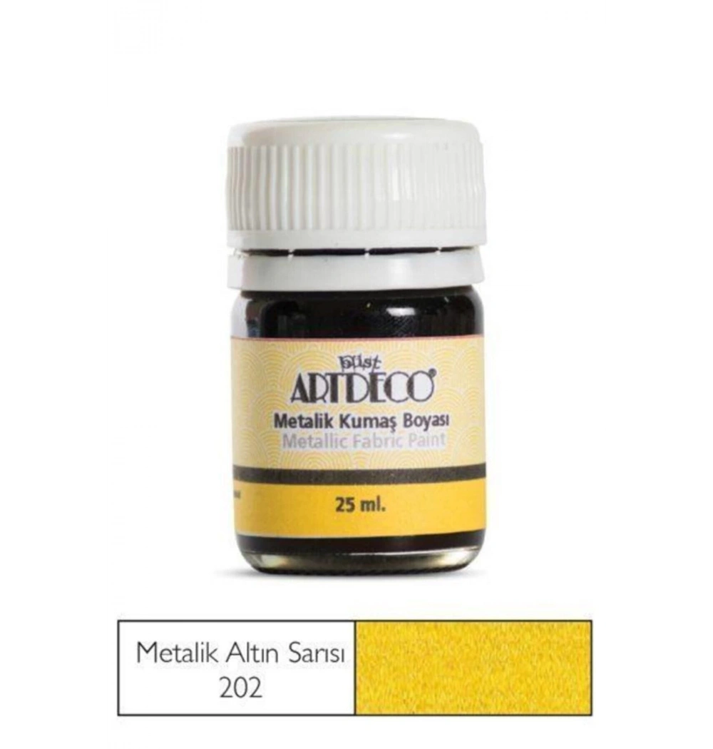 Lisans Artdeco Metalik Kumaş Boyası 25Ml. Gold Yellow Altın Sarısı  Lv-Y-011A-202