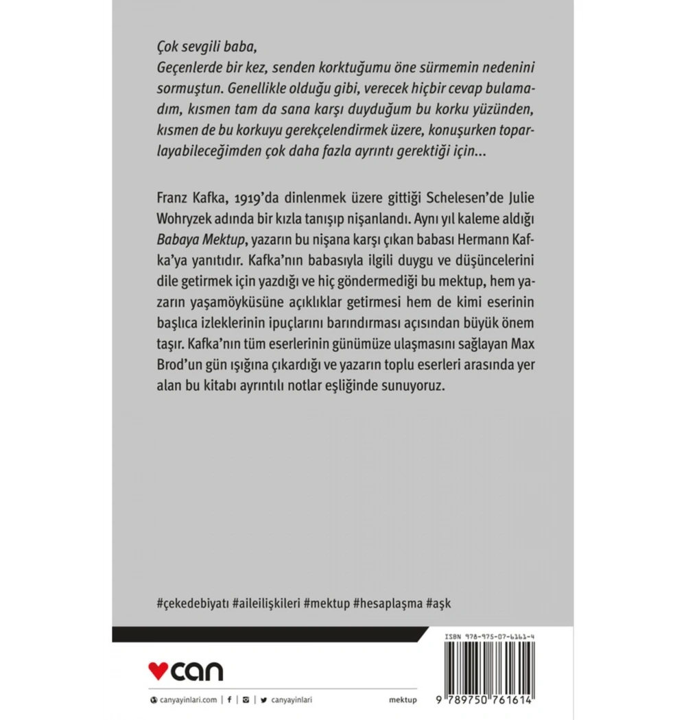 Babaya Mektup Franz Kafka Can yayın