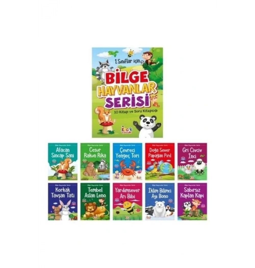 1.Sınıflar İçin Bilge Hayvanlar Serisi 10 Kitap Set Bıcırık Çocuk