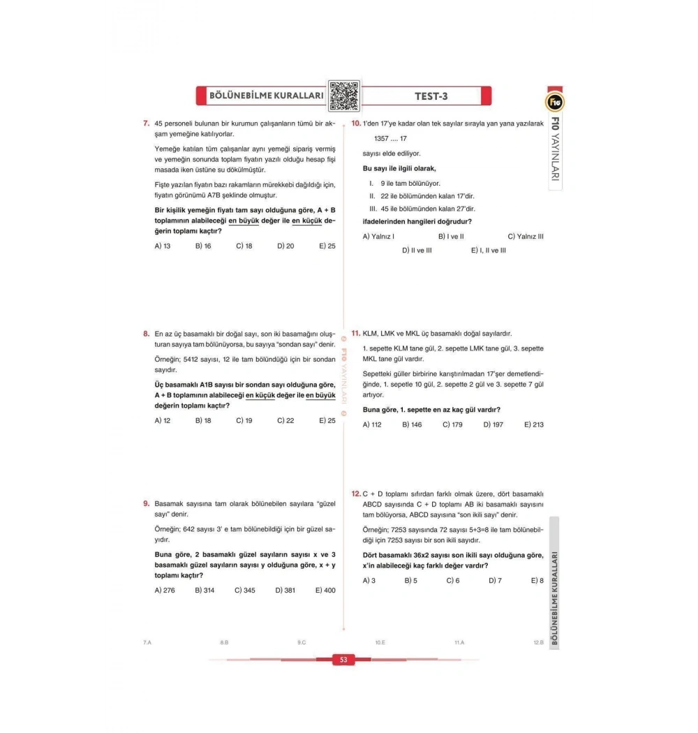 F10 Dgs Kpss Ales Gerçel Matematik Soru Bankası