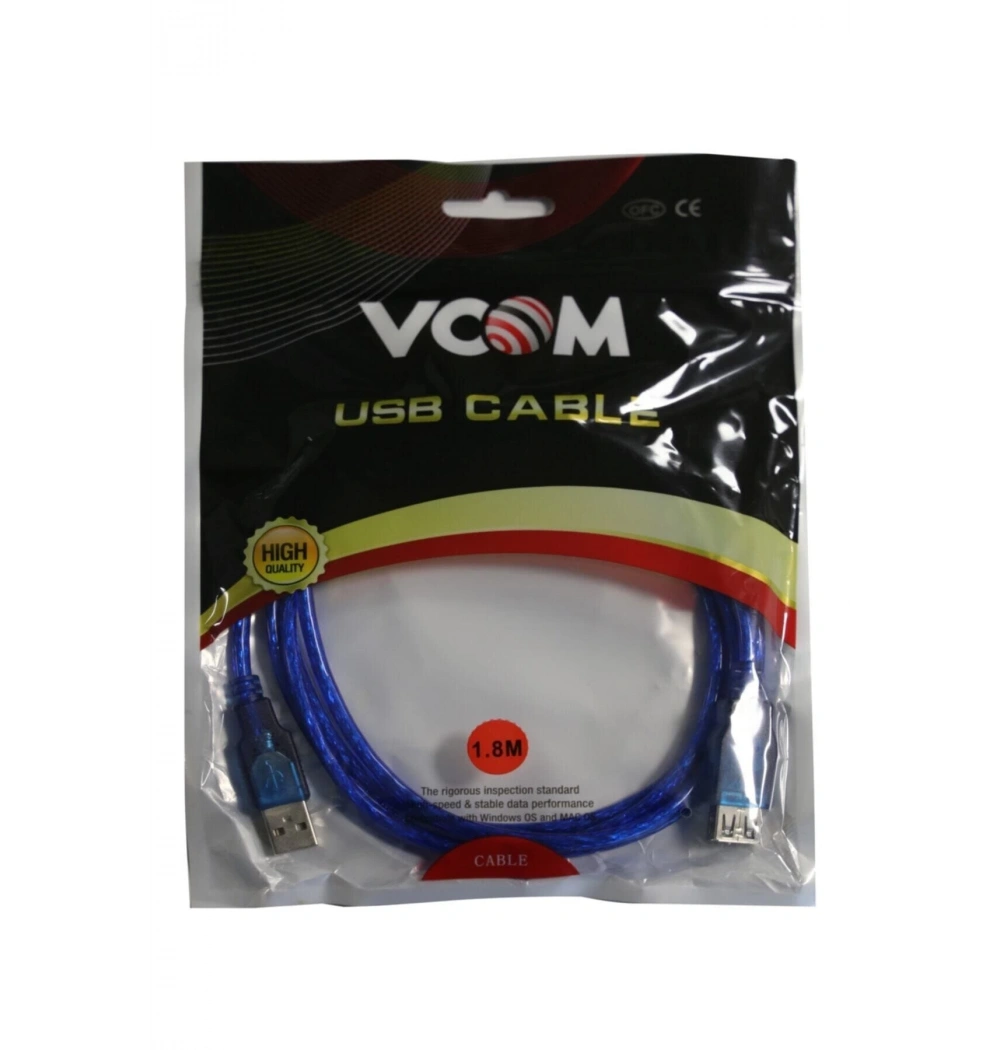 *Kampanya* Vcom Usb Uzatma Kablosu Mavi 1,8 Metre