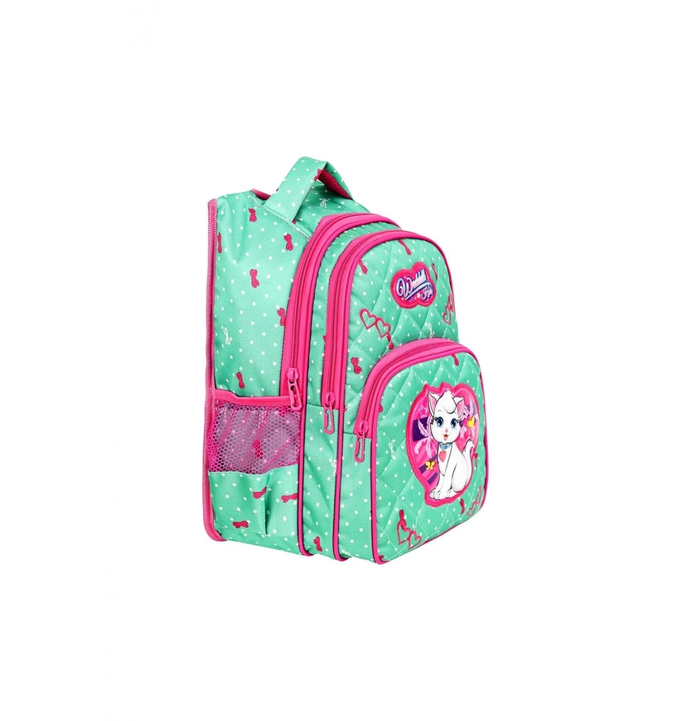 Yarasa Sırt İlkokul Çantası Mint Benekli Kedi Özkara Çanta