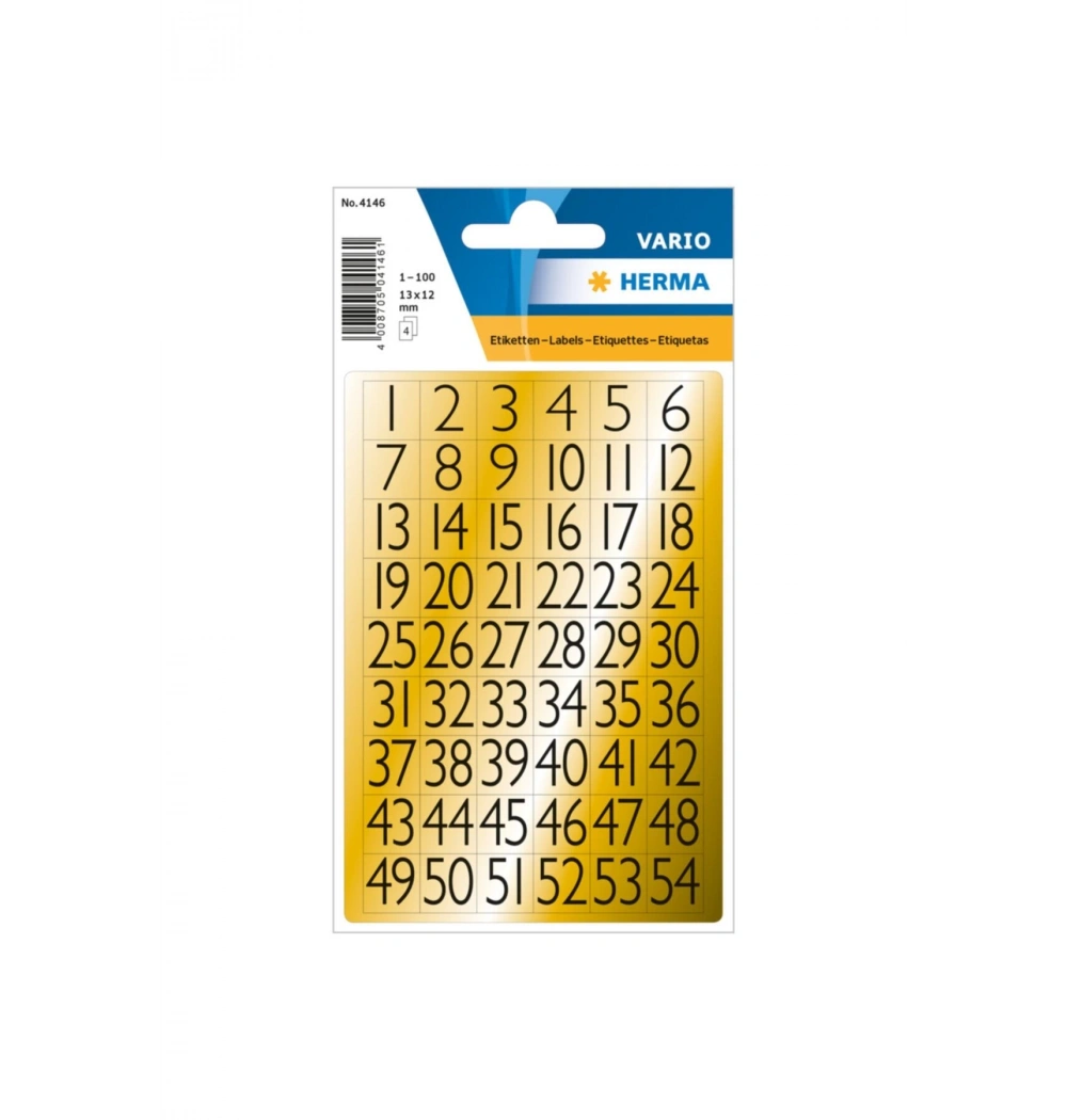 Herma Varıo Etiket Rakam 1-100 Mm 13*12 Siyah Altın  4146