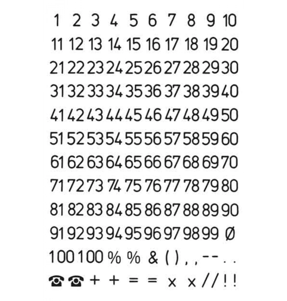 Herma Varıo Etiket Rakam 1-100 Mm 5 Mm Siyah Beyaz 4155