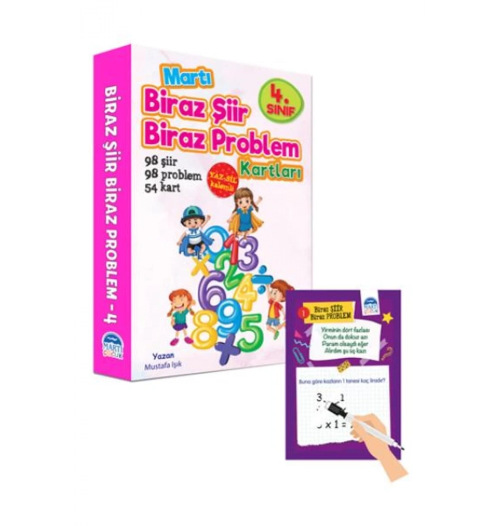 Martı 4.Sınıf Biraz Şiir Biraz Problem Kartları Yaz Sil Kalemli Kutulu