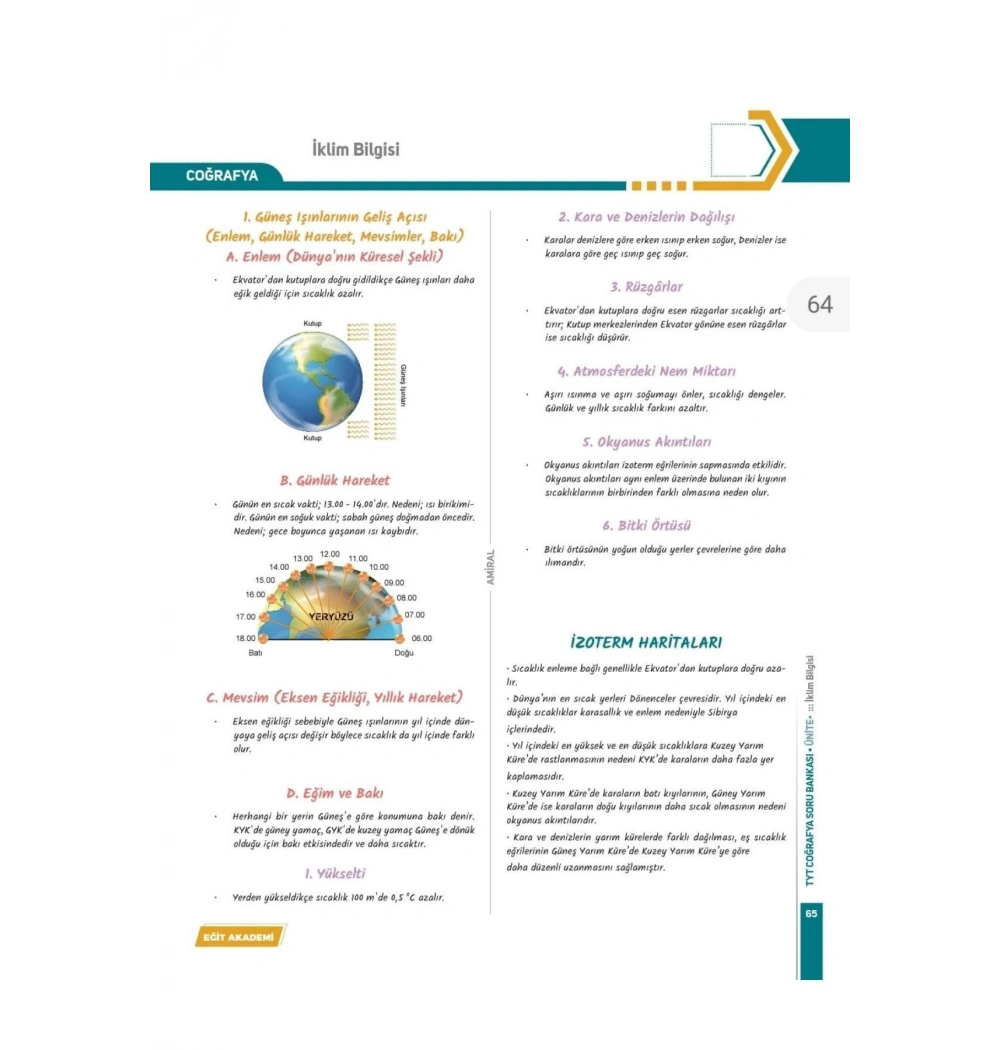Tyt Konu Özetli Amiral Coğrafya Soru Bankası  Mehmet Eğit