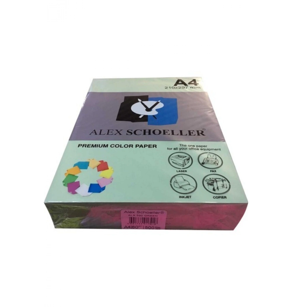 Alex Schoeller Renkli̇ Fotokopi̇ Kağidi 500 Lü A4 Yeşi̇L Alx-590