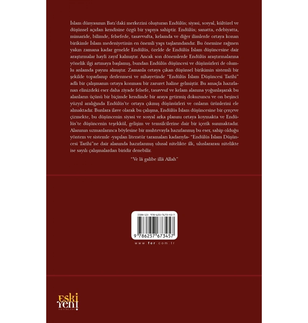 Endülüs İslam Düşüncesi Tarihi  Ömer Bozkurt  Eskiyeni