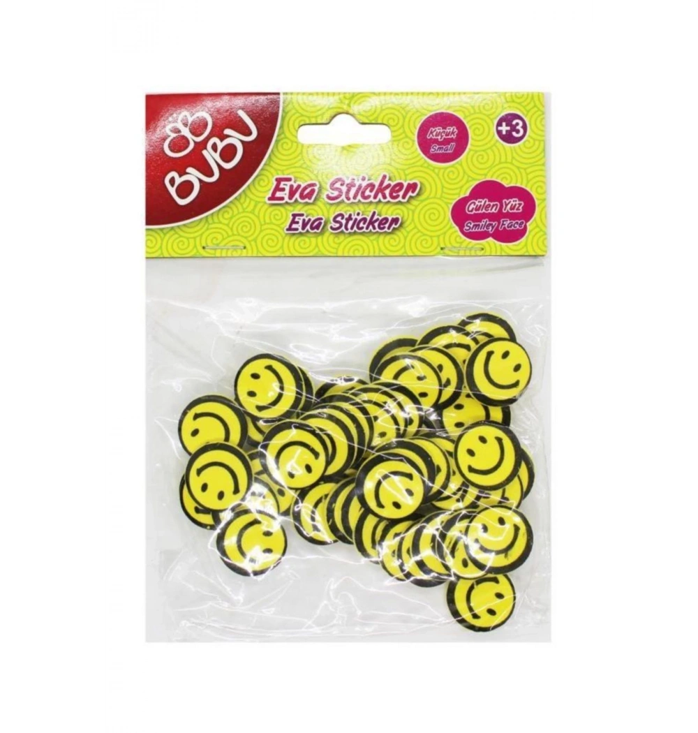 Bu-Bu Eva Stıcker Gülen Yüz Küçük 12Li Pvc Kod:Bubu-Sts029