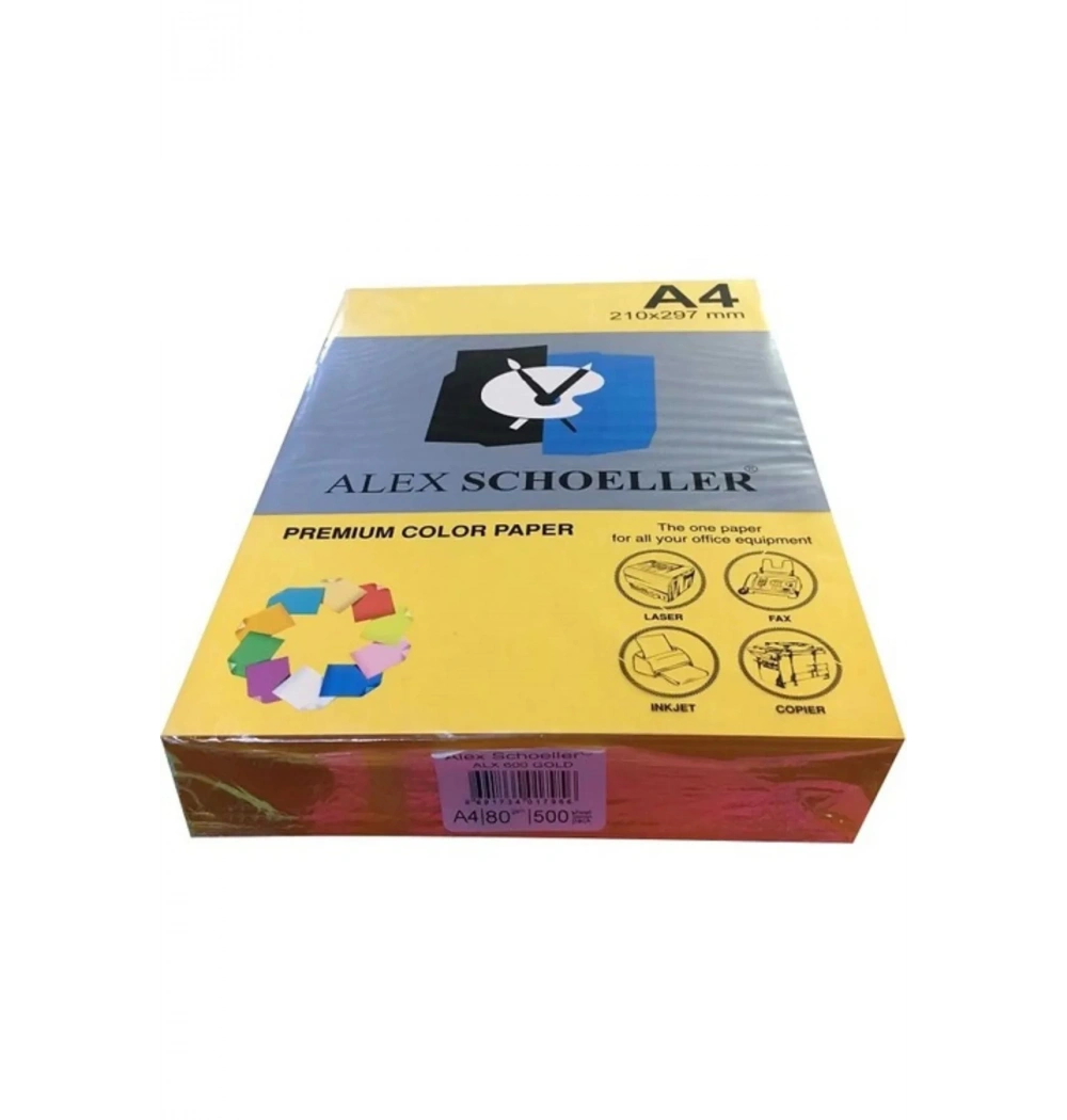 Alex Schoeller Renkli̇ Fotokopi̇ Kağidi 500 Lü A4 Altın Sarı Alx-600